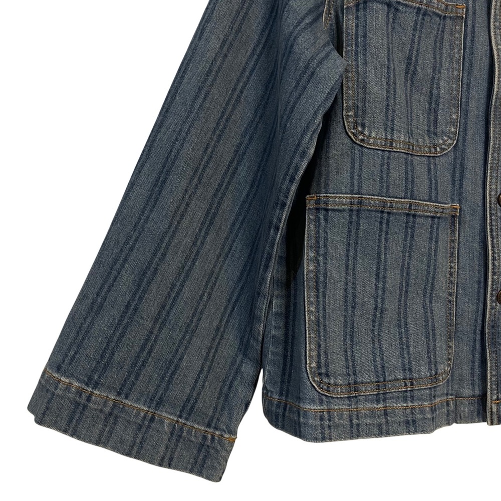 Veronica Beard Dahl Denim Jacket Size Medium Sapphire Stripe Chic Oversized Boxy - Picture 10 of 16